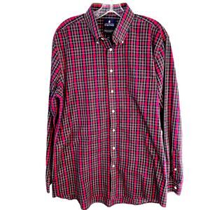 Stafford Men's Shirt 16.5 34 35 Dress Button Down Red Green Top Size M Medium